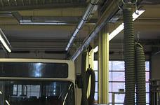 EXA suction rail, movable system in a bus depot